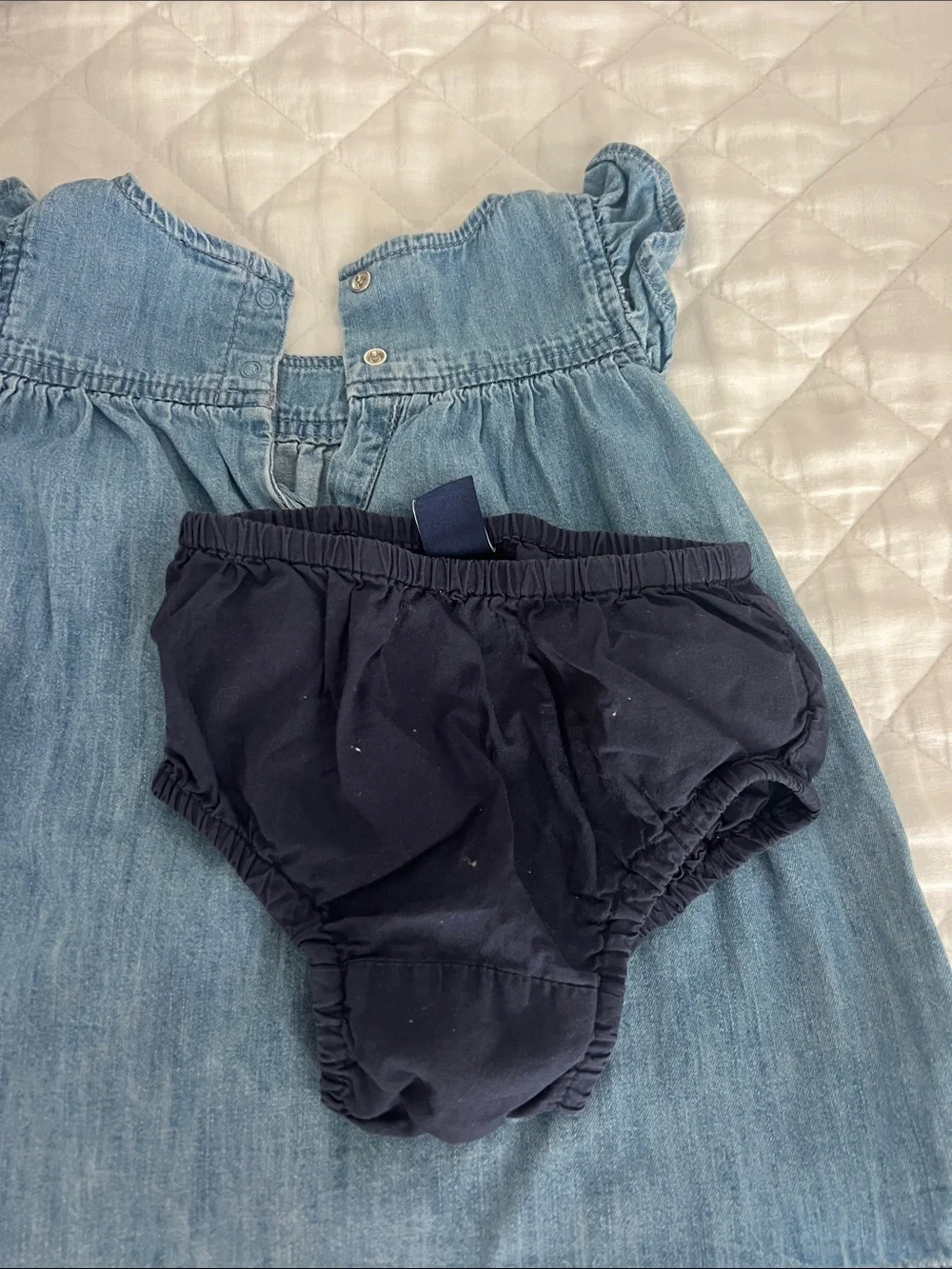 GAP Light Blue Denim Dress with Navy Bloomers